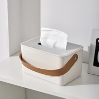 tissue box portable household round square napkin storage box for table top of tea table restaurant modern simplicity white
