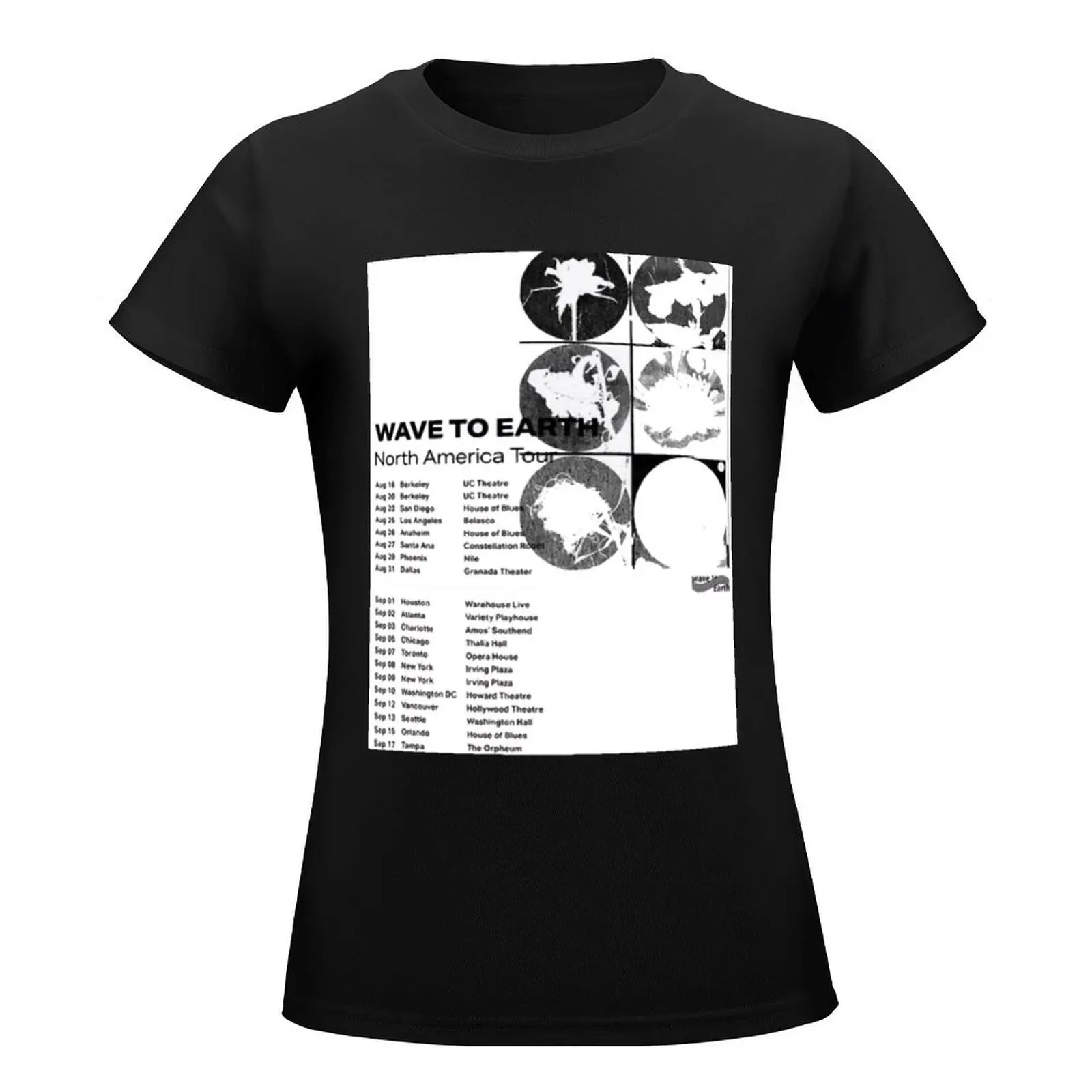 Женская футболка с коротким рукавом Wave to Earth черная изображением