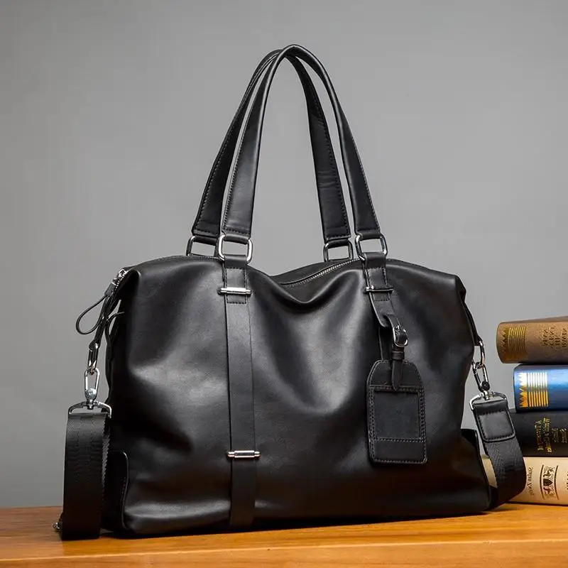men's handbags leather brief 2023 single light business travel bag