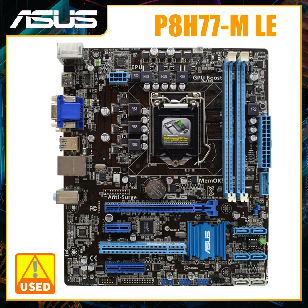 

ASUS P8H77-M LE Motherboard 1155 Motherboard 1155 DDR3 Intel Core i3 i5 i7 Cpus H77 16GB DVI HDMI USB3.0 uATX PCI-E 3.0 X16 Slot