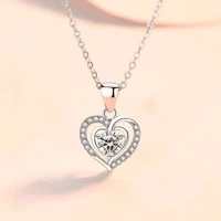 copper inlaid zircon love necklace tanabata valentines day gift beating pendant girls birthday send girlfriend send wife gift