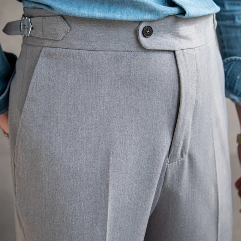 

Top Quality Casual High Waist Straight Leg Trouser For Men 2023 Spring Paris Button Trouser Business Naples Pantalones Hombre