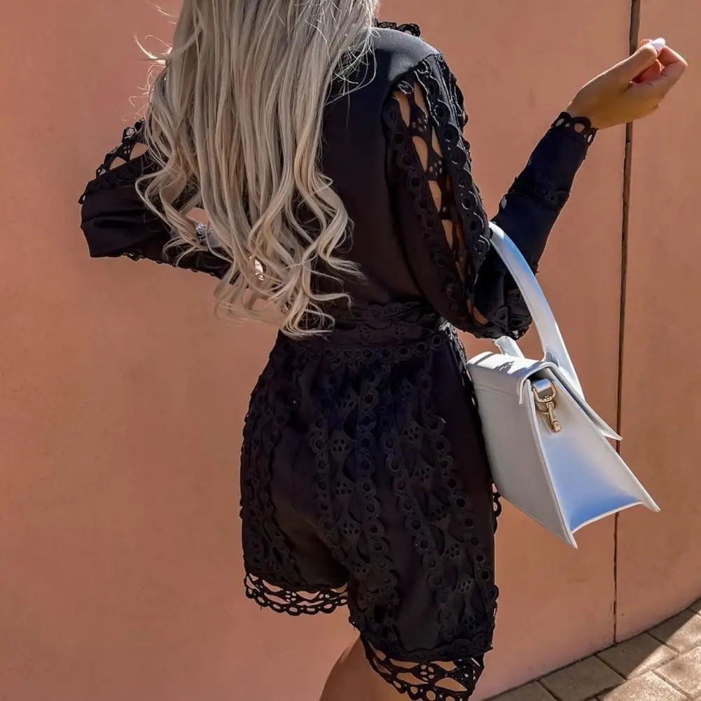 

Multi Holes Casual Wide Leg Patchwork Summer Jumpsuit Female Clothes