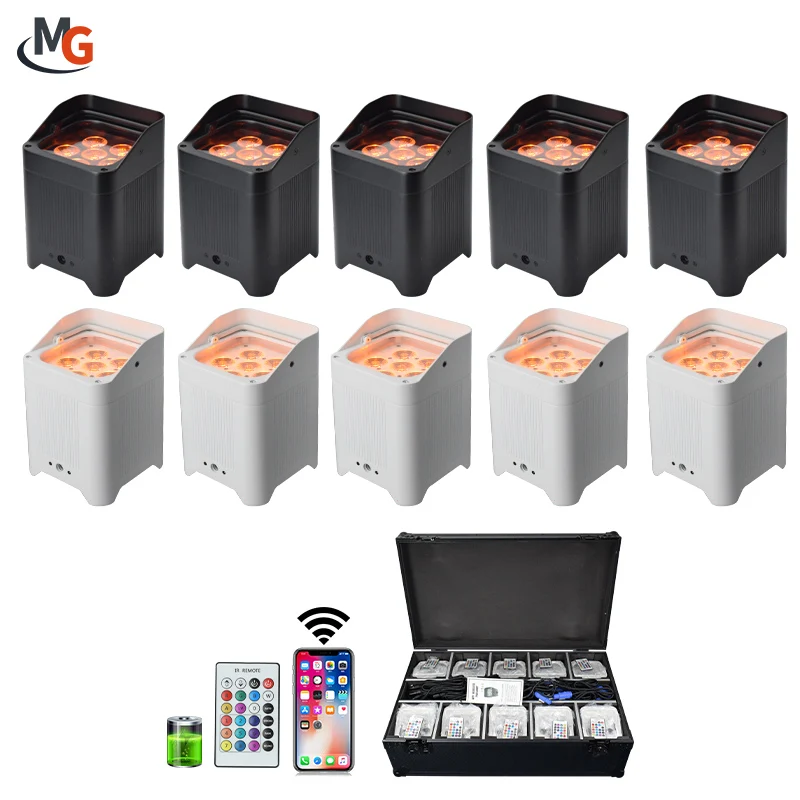 Mglight 10 шт. светодиодный аккумулятор Par Light RGBWA UV 6in1 для использования в помещении с