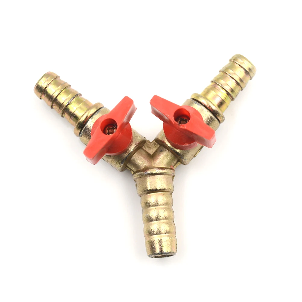 

3/8" 10mm Brass Y 3-Way Shut Off Ball Valve Clamp Fitting Hose Barb Fuel Gas Water Oil For Garden Automotive Irrigation