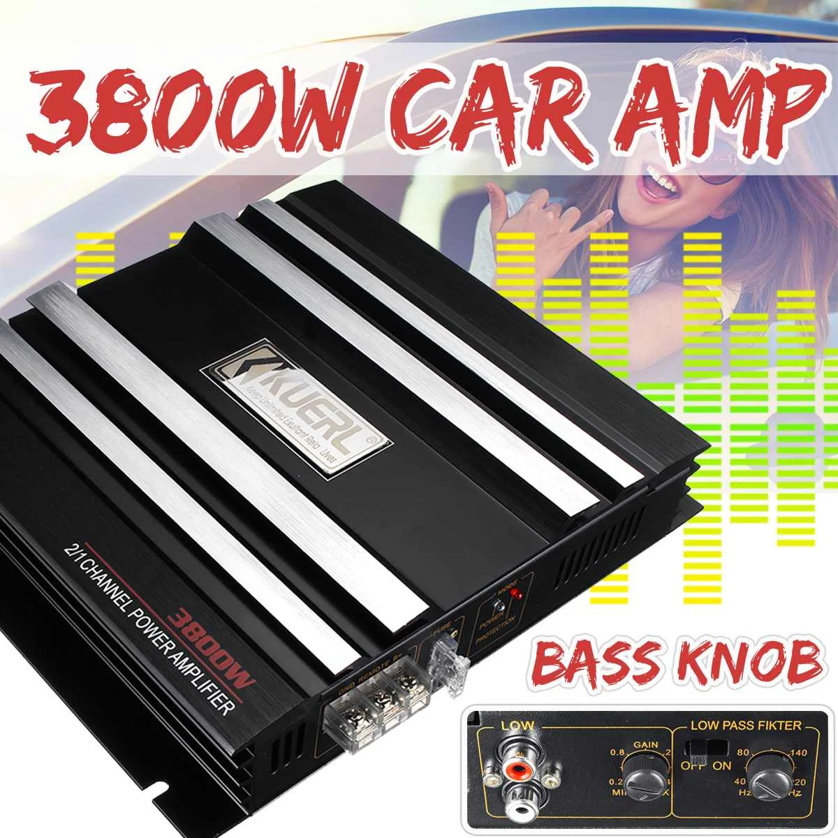 

DC12V 3800W Car Amplifier Multichannel Powerful Car Audio Subwoofer Aluminum Alloy Vehicle Power Stereo Amp Car Sound Amplifiers