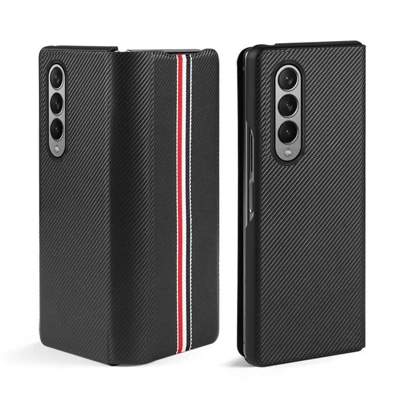 

Чехол для Samsung Galaxy ZFold4 Fold3, эксклюзивный чехол из углеродного волокна и искусственной кожи для Galaxy Z Fold4, складной защитный чехол для телефона