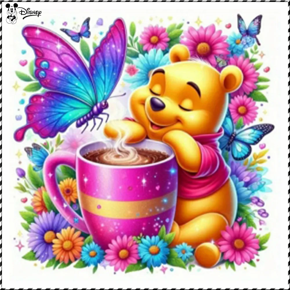 Disney Kubuś Puchatek 5D Diamond Painting Cartoon Style Full Paste Area Round Shape Single Form Home Decor for Kids