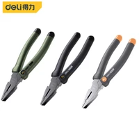 deli 1 pcs 7 blackgreengray multicolor steel wire pliers rubberized non slip handle electrician portable hand tools pliers