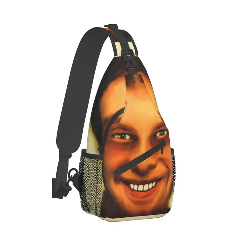 Фото Изготовленные на заказ крутые сумки Aphex Twin на слинге для путешествий, мужской рюкзак через плечо на груди, рюкзак на плечо №2