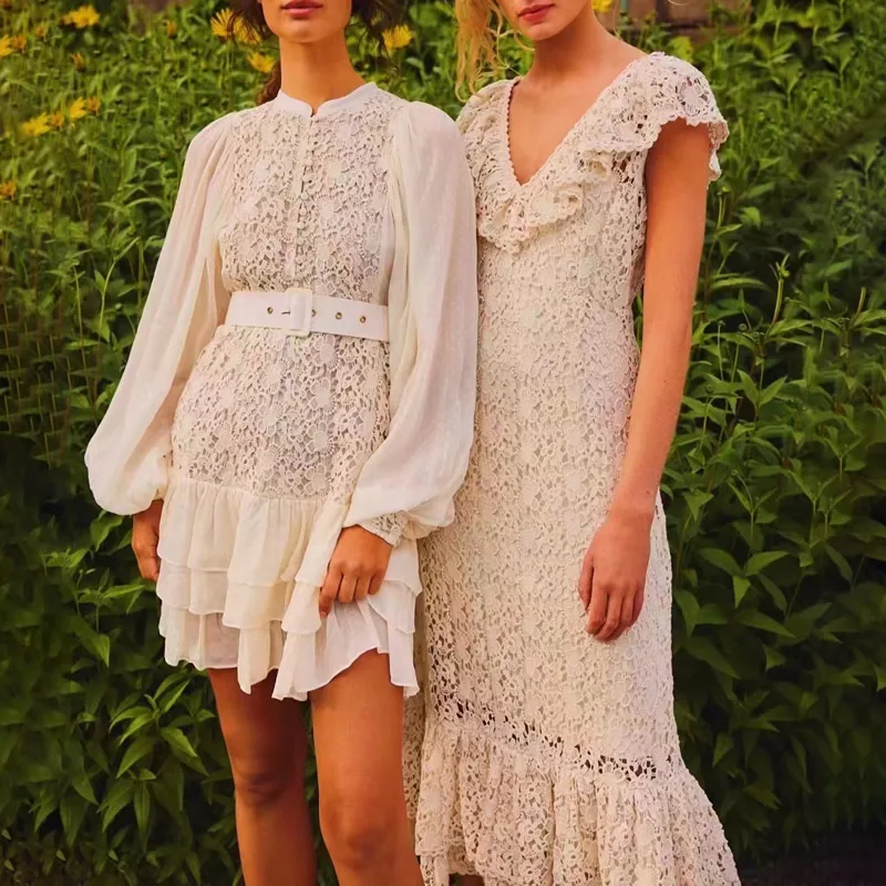 

Heavy Designer Women Lace Embroidery Dress Elegant V-Neck Sleeveless Mermaid Dresses 5276