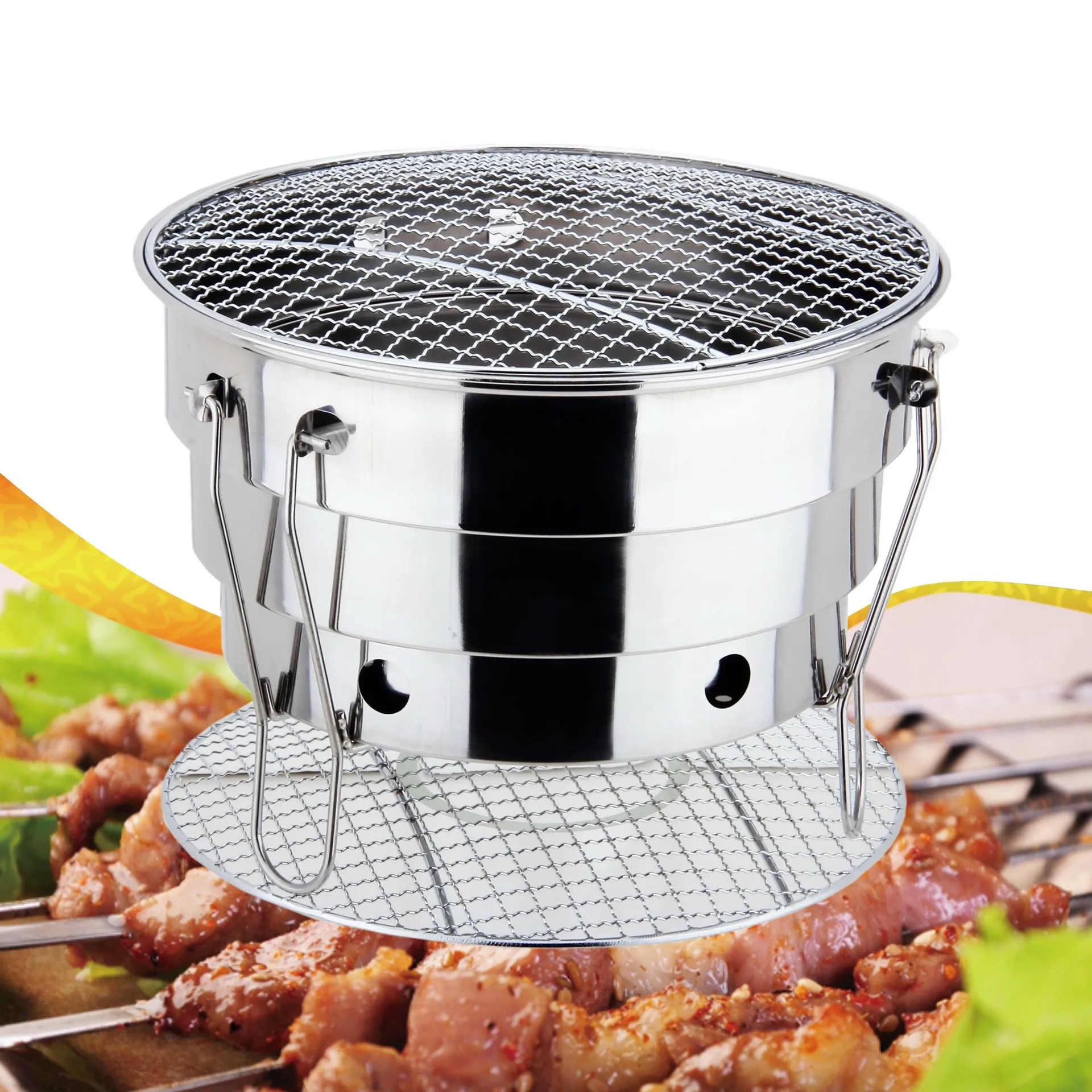 

Outdoor stainless steel barbecue grill BBQ barbecue grill net camping picnic charcoal stove folding grill portable garden grill