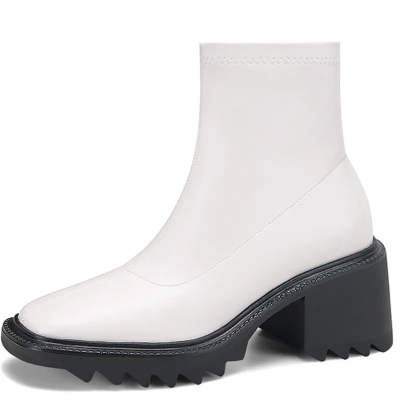 

Dilalula Thick Heels Ankle Boots For Women Autumn Winter Mature Concise Office Ladies Casual Platforms Shoes Woman New Arrival