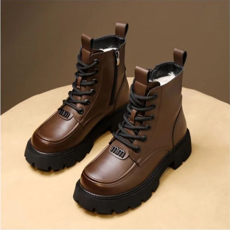 Меховые зимние сапоги со встроенным мехом женские из шерсти зимняя бархатная