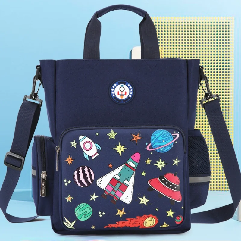 Girls Boys Cartoon Rocket Tutorial Bags New Children Primary School Students Handbag Fashion Kids Reflective Shoulder Bag Hot