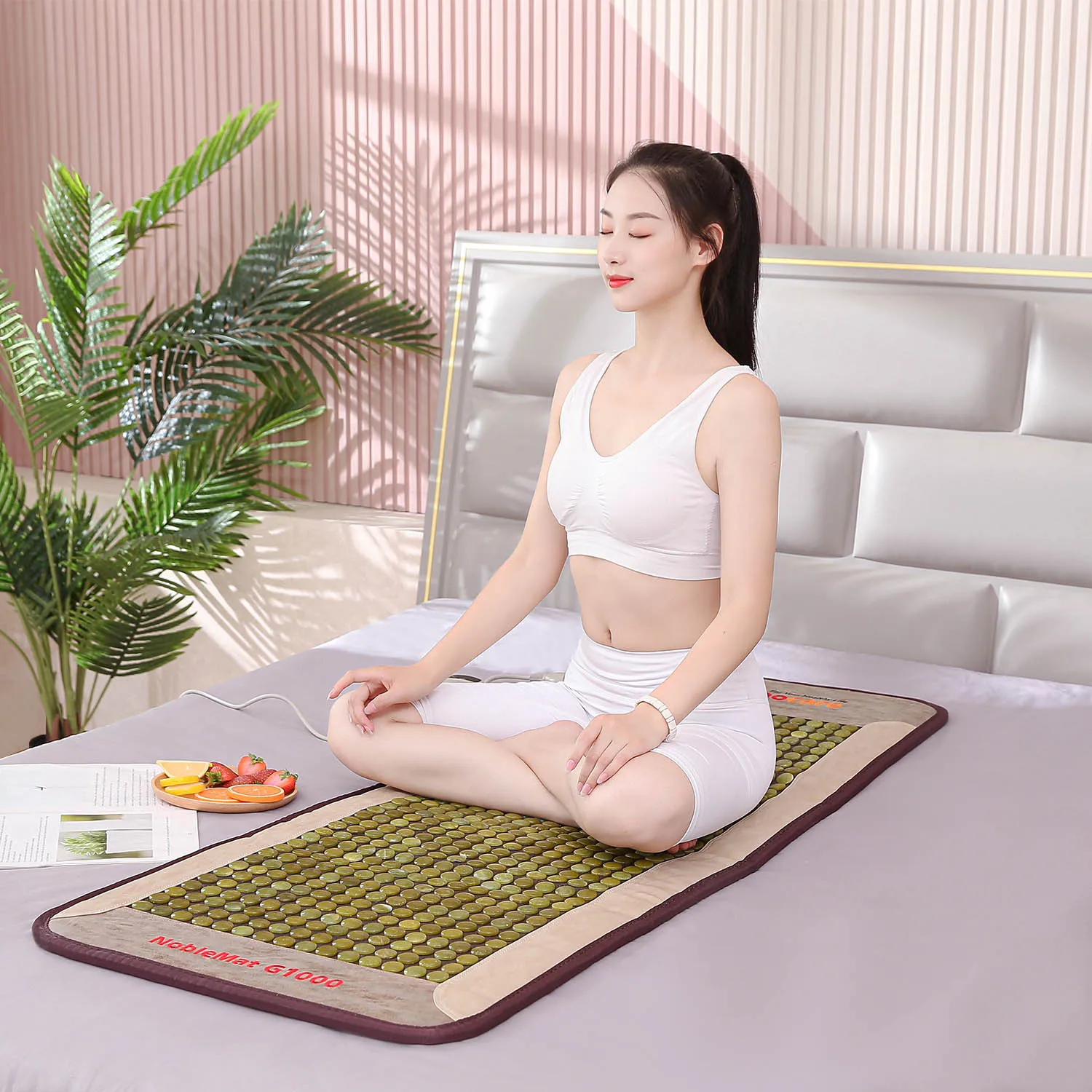 

Fanocare NobleMat G1000 Natural Gemstone Far Infrared Negative Ion Therapy Mat Jade Electric Heating Massage Mattress Pad