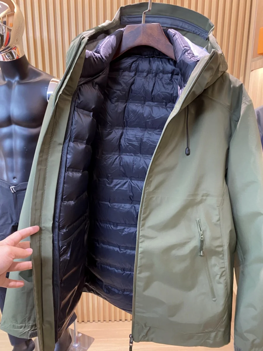 Wang Fei! LT Series Hard Three-in-One Jacket Down jacket Men's Winter Outdoor Waterproof Hood Thickened Thermal Wear
