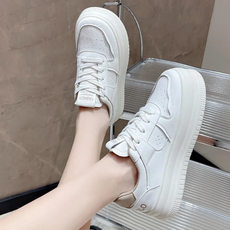 

Vulcanize Shoes for Women Fashion Pu Leather Lace Up Women's Casual Sneakers Platform Ladies Sports Shoes Female Walking Shoes