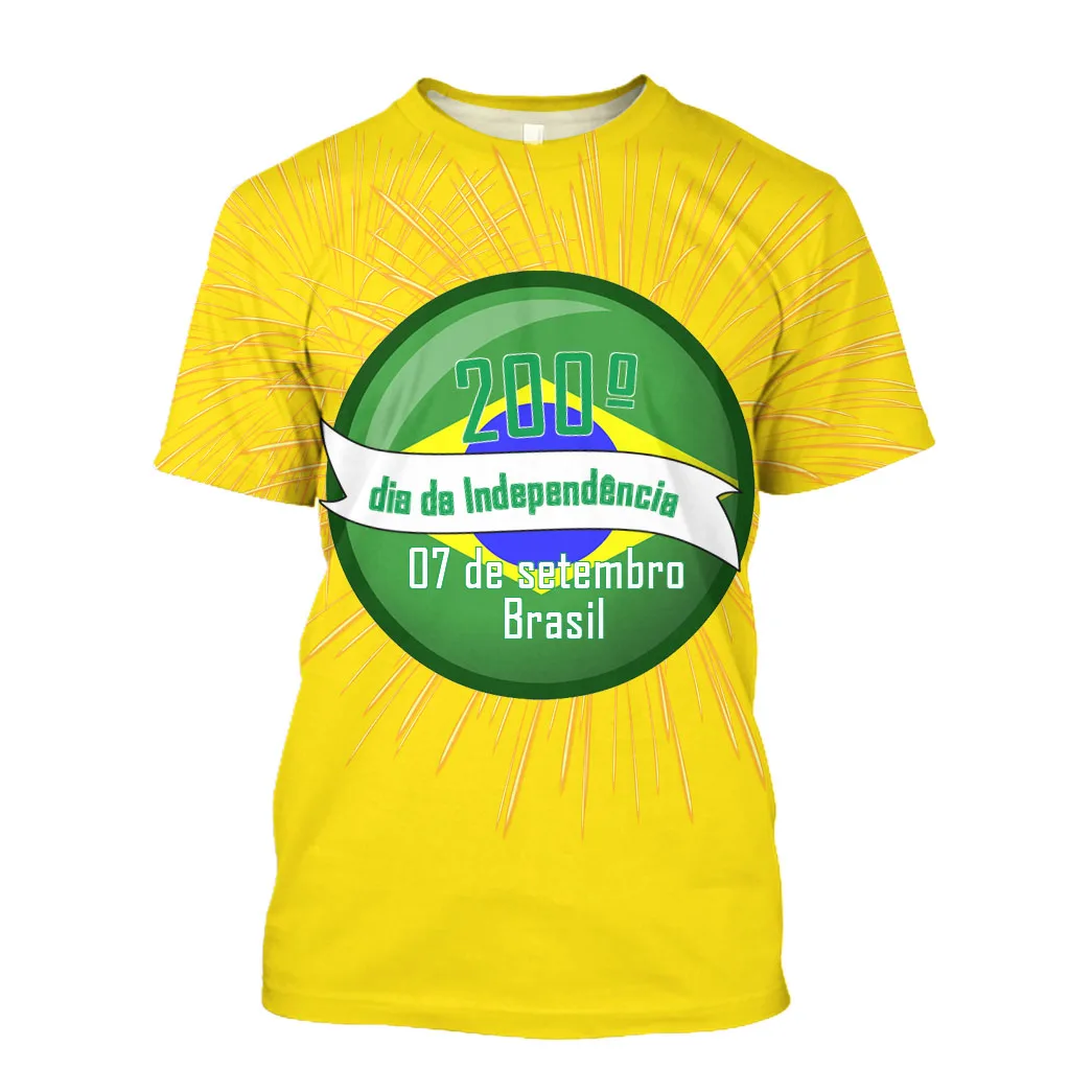 Jumeast бразильский флаг 3D Графические футболки 200th День Независимости футболка с