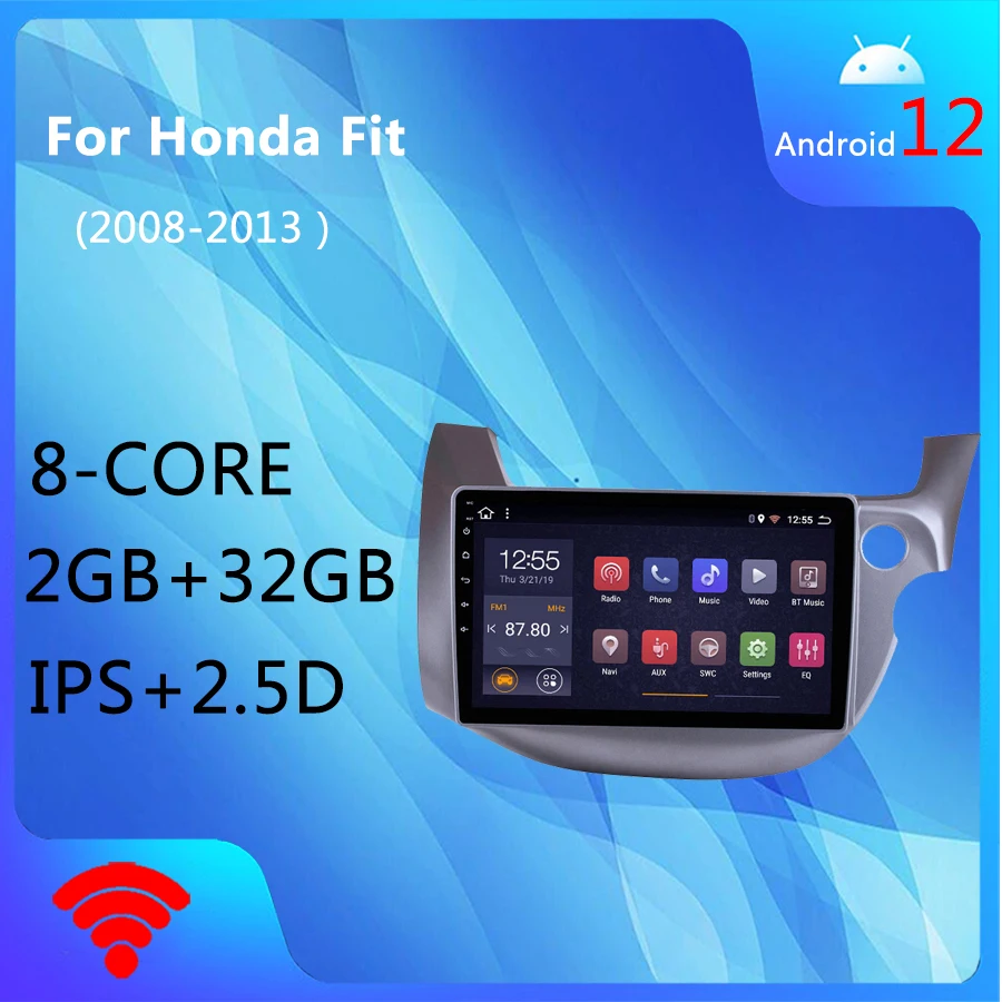 

Wanqi 10,1 дюймов Android 12,0 8Core 2 + 32GB GPS навигация автомобильный Радио медиаплеер для Honda Fit 2008-2013 правый Привод