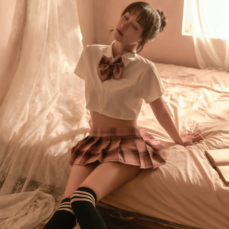 

Женский сексуальный костюм для косплея, нижнее белье, комплект униформы японского студента, Матросская одежда, Женская мини-юбка с кружевом...
