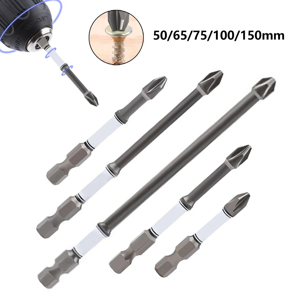 

2Pcs Electrician Screwdriver Bits Set 50-150mm PH2 Impact Electric Cross Screwdriver Drill Bits Hex Shank Hand Tools