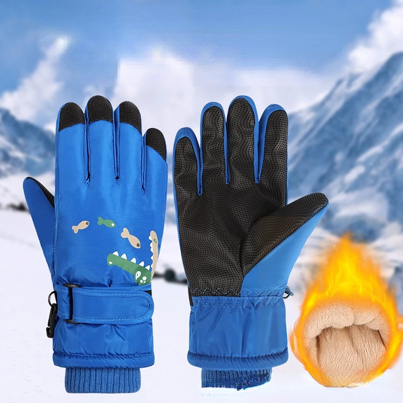 Children Skiing Gloves Cycling Boy Girls Winter Ski Tactical Heating Waterproof Glove Outdoor Hiking Nature Hike Ski Accesories
