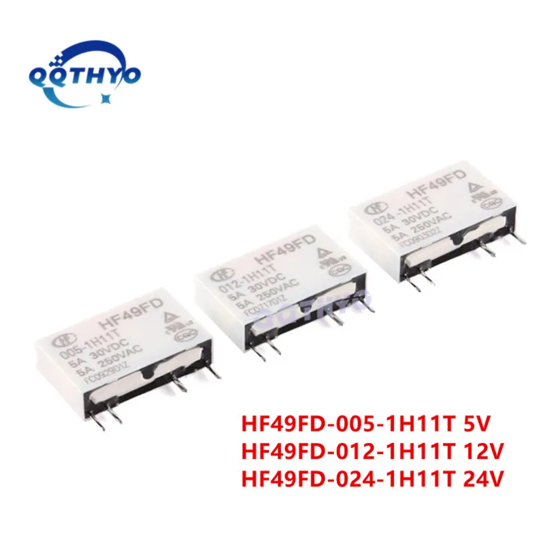 10 шт. миниатюрное силовое реле HF49FD 005-1H11 012-1H11 024-1H11 005-1H12 024-1H12 5В 12В 24В-1H11T -1H12T 5A 4Pin