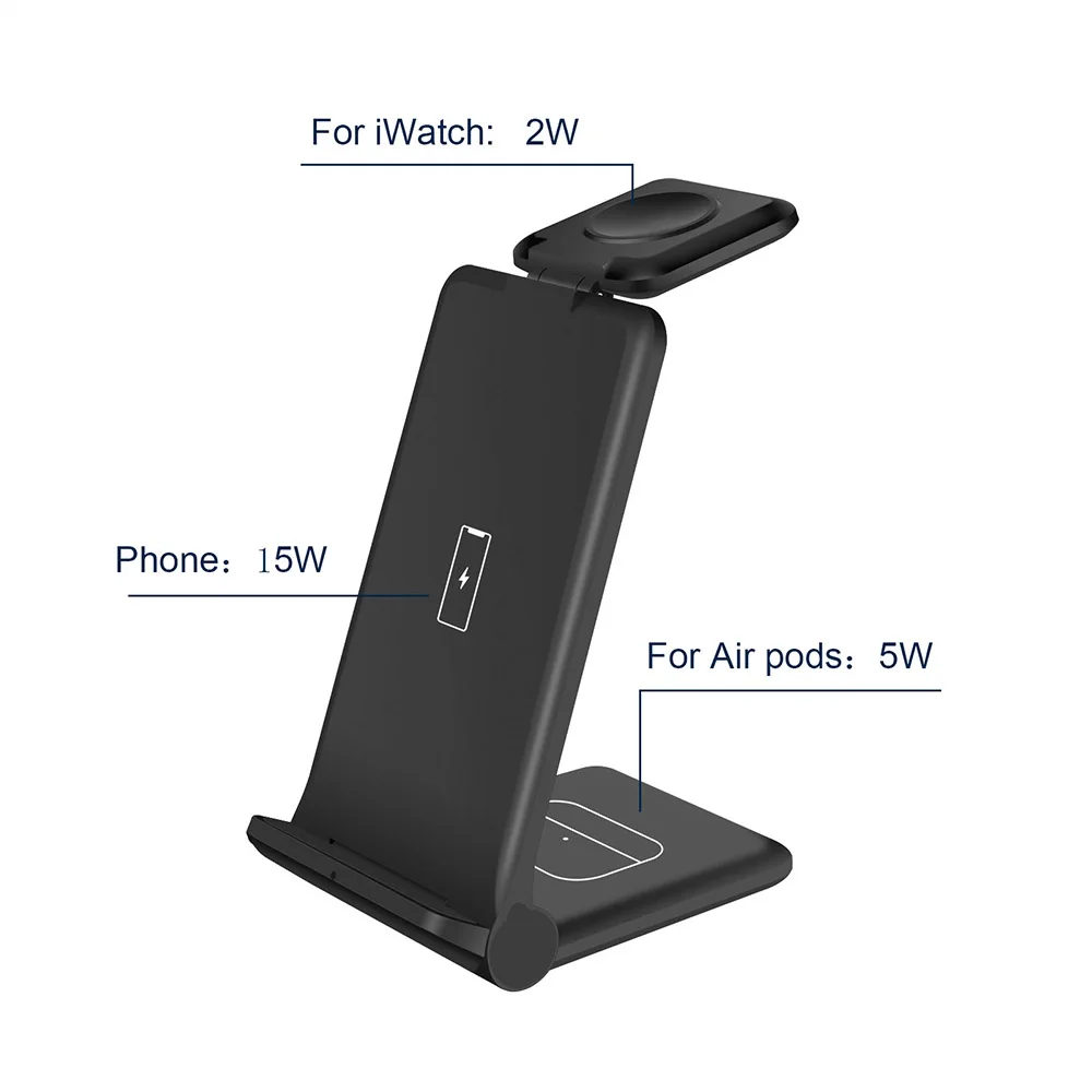 30w qi wireless charger foldable stand 3 in 1 fast charging pad dock station for iphone 13 12 11 x 8 apple watch 7 6 airpods pro free global shipping