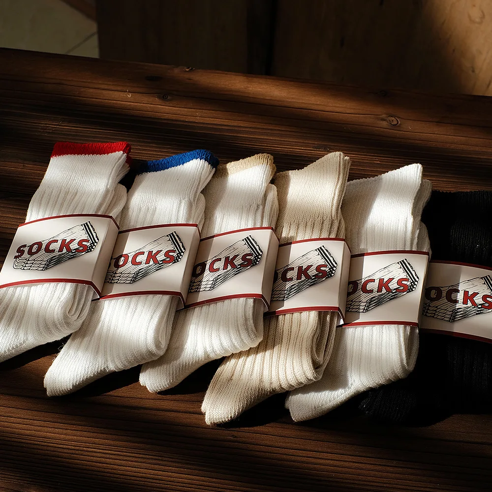 Cotton Socks Their Stockings For Men And Women In The Tube Of Pure Color Restoring Ancient Ways Japanese American Wind