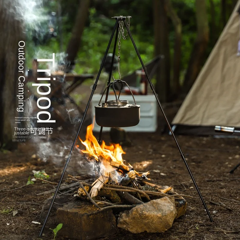

3-Section Aluminum Alloy Outdoor Camping Campfire Tripod Hanging Pot Picnic Fire Bracket