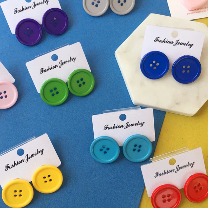 

Button Stud Earrings Girl Women Jewelry Accessories Fashion Pendant Gift