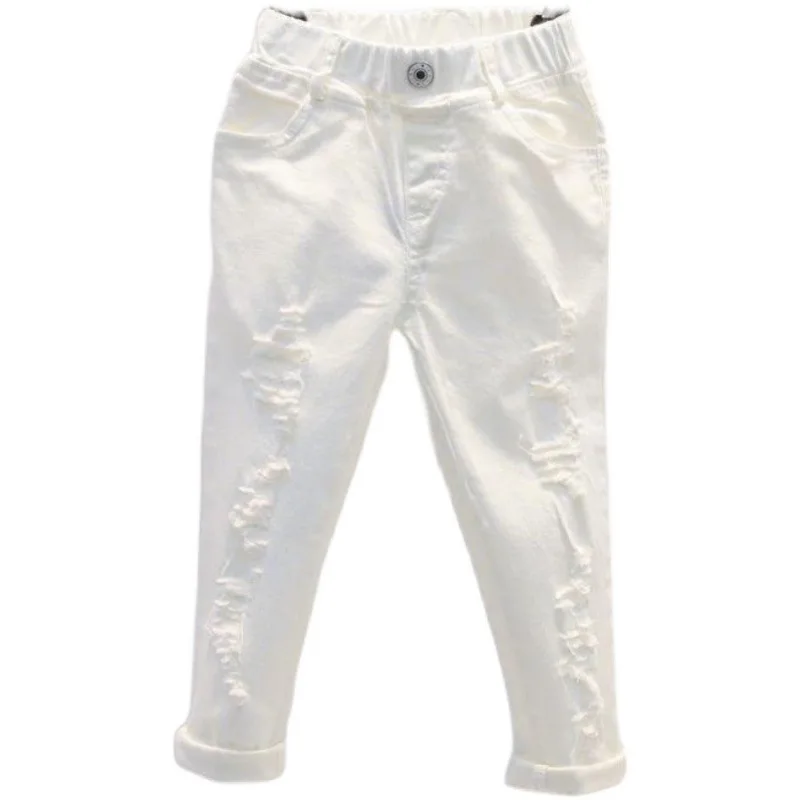 RiniLucia pants For Girls Children Hot Warm Leggings Kids Slim Trousers Thick Velvet Jeans Baby Girl Stretch White Jeans