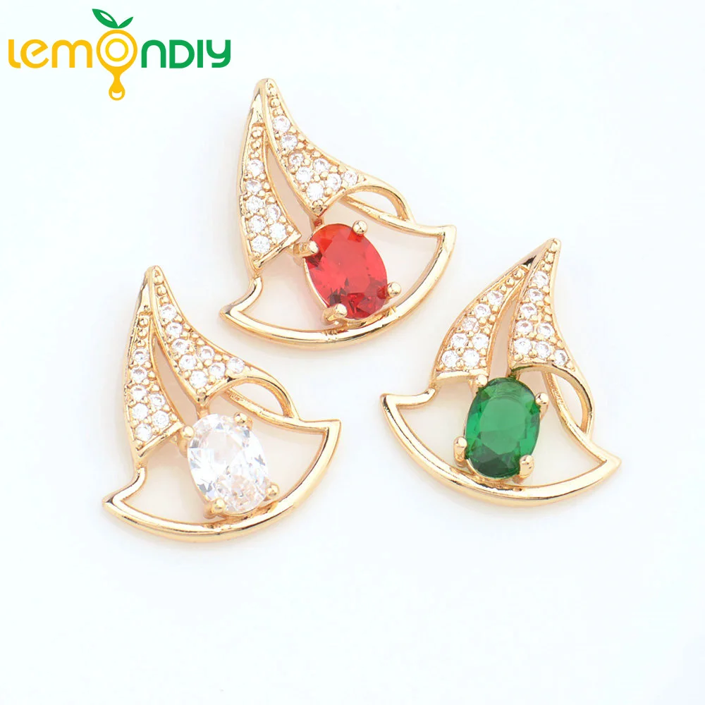 

2 шт., латунные подвески с цирконом, 24 К, 17 х19 мм