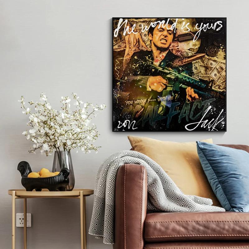 Абстрактный постер с изображением Тони Монтана со шрамом классический фильм