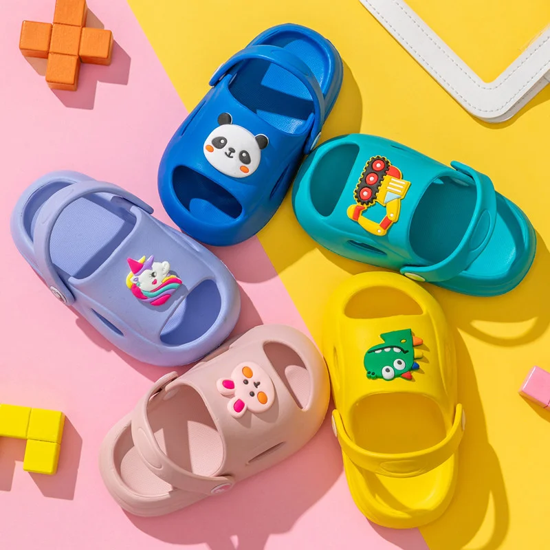 

Cartoon Boys Girls Slippers Summer Unicorn Dinosaur EVA Clogs For Kids Toddler Soft Sole Outdoor Non Slip Children Beach Shoes