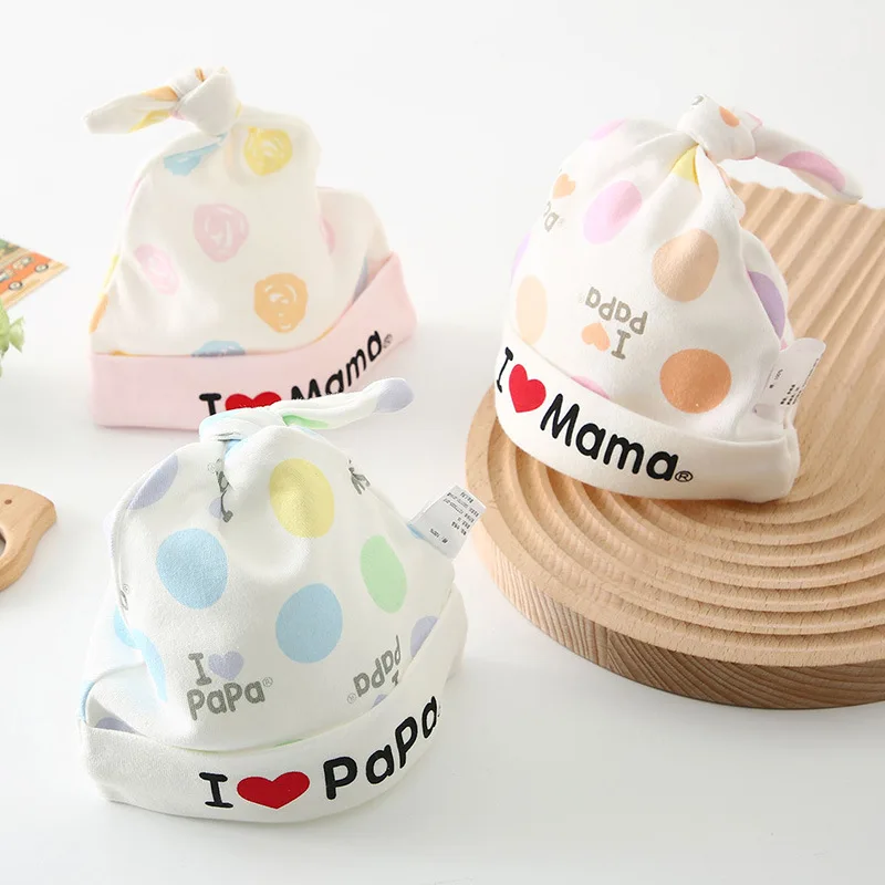 2 шт./Лот Детские шапки 100% хлопок мягкая шапка для новорожденных I Love Papa And Mama 0-6