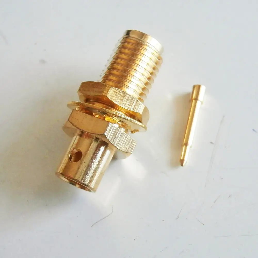 

1X Pcs RF Connector RP-SMA RPSMA Female jack O-ring Bulkhead Panel Nut Solder for semi-rigid RG402 0.141" cable With 2 hole Coax