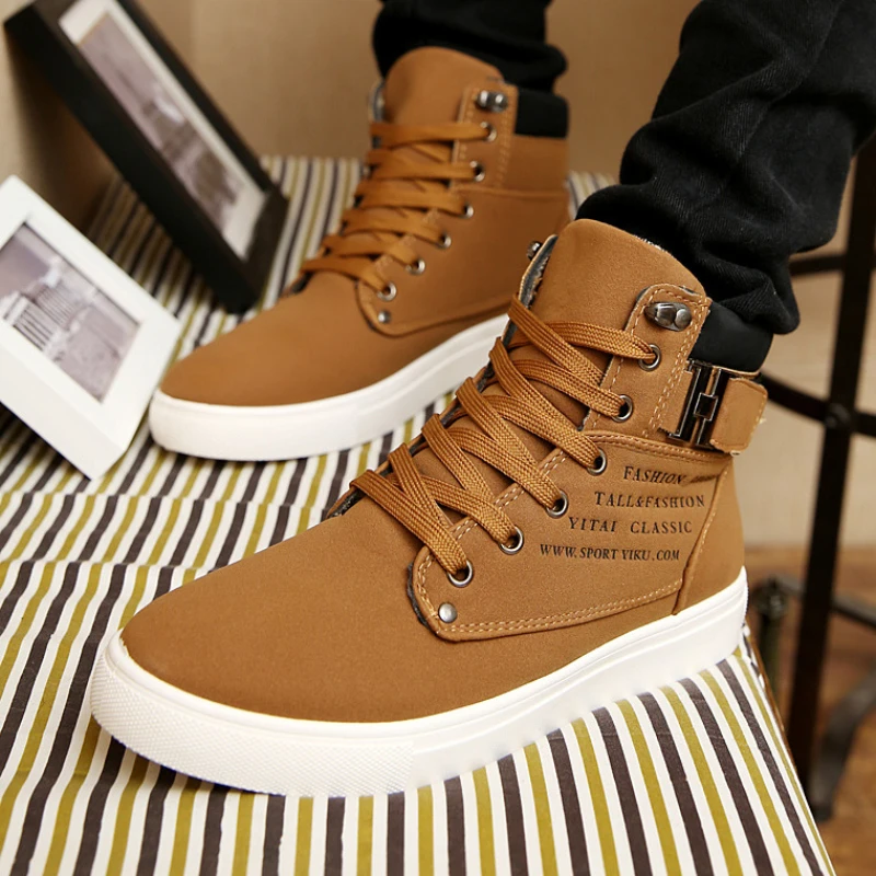 

2022 Autumn and Winter Men High-top Shoes Retro Casual Shoes Fashion Martin Boots Black Mens Safety Shoes Plus Size Mens Shoes