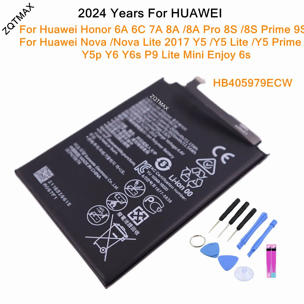 Аккумулятор HB405979ECW для Huawei Honor 6A 6C 7A 8A Pro 8S Prime 9S P9 Lite Mini Enjoy 6s Nova 2017 Y5 Y5p Y6 Y6s