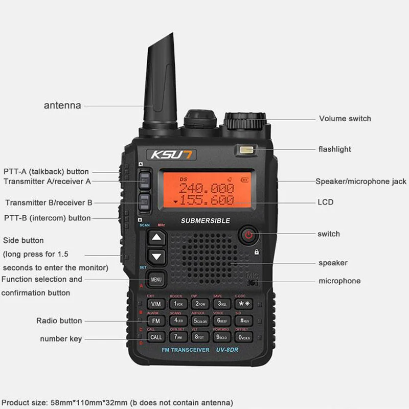 10w walkie talkie 100 km tri band dual antenna dual ppt waterproof handheld professional walkie talkie radio transmitter free global shipping