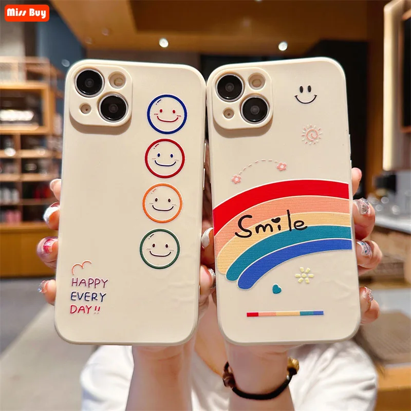 

Fashion Rainbow Smiling Face Print Soft Case For Samsung galaxy A53 5G A54 A34 Case Slim Back Protecion Shell Cover