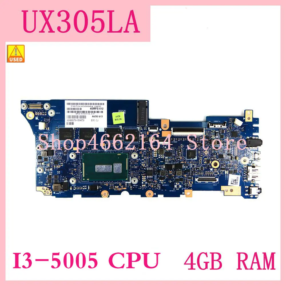 

UX305LA With i3-5005U CPU 4GB RAM Mainboard For Asus Zenbook UX305 UX305L U305L U305LA Ultrabook Laptop Motherboard Used