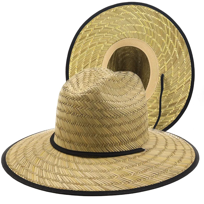 

2022 Classic Handwork Women Men Lifeguard Hat Straw Summer Beach Sun hat Outdoor Summer Wide Brim Panama Straw Womens Summer Hat