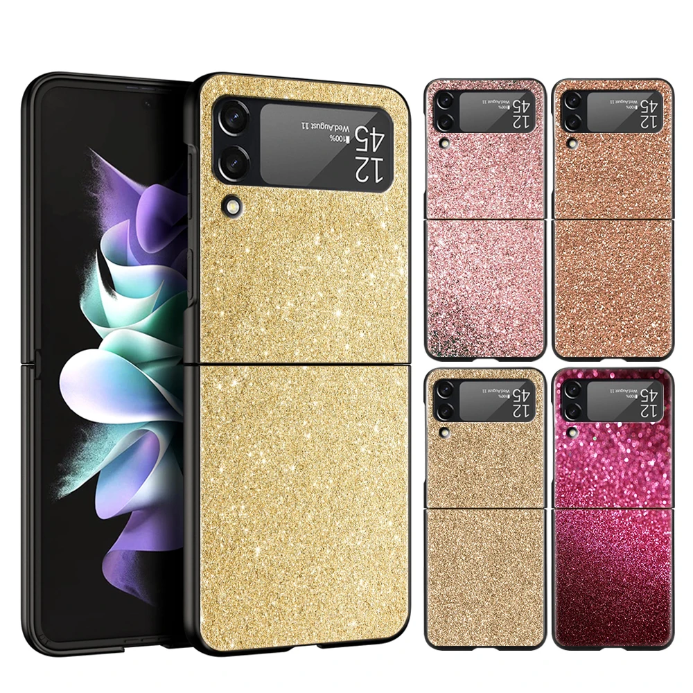 

Розовый Блестящий чехол для телефона Samsung Galaxy Z, флип-чехол 4, черный чехол для Samsung Z Flip 3 5G, Жесткий Поликарбонат, Роскошный складной чехол, чех...