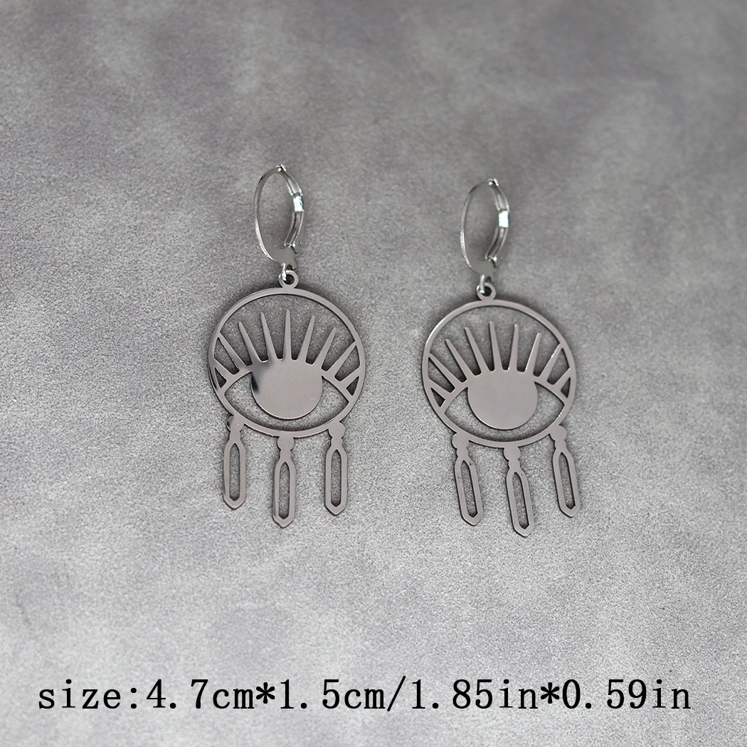 Женские серьги-кольца из нержавеющей стали с изображением сглаза