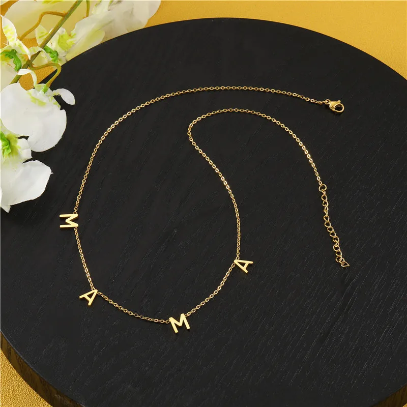 

Personalized Letter Name Bracelets Stainless Steel Women Alpahbet Pendant Initial Collar Statement Charms Gift