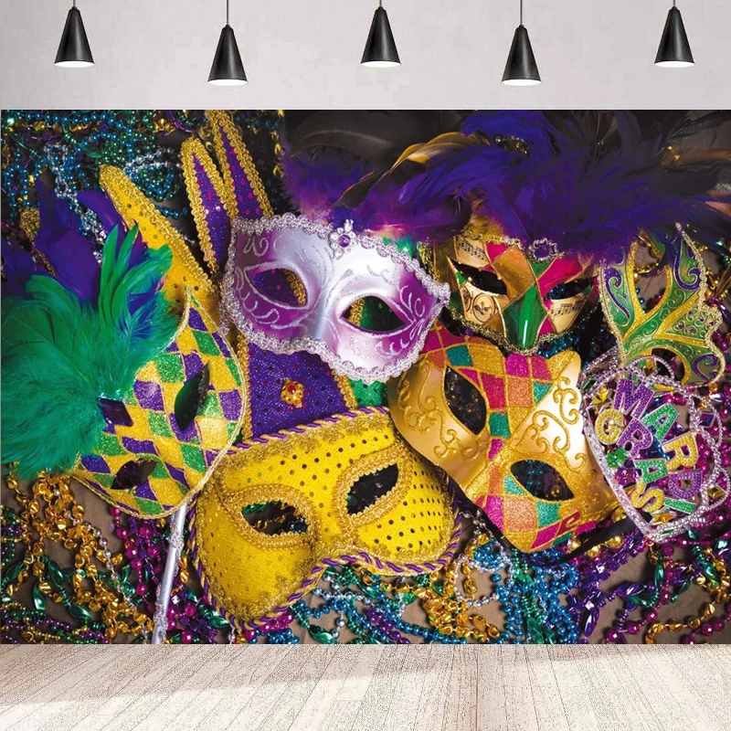 Фон для фотосъемки карнавальная маскарадная маска красочная венецианская Марди