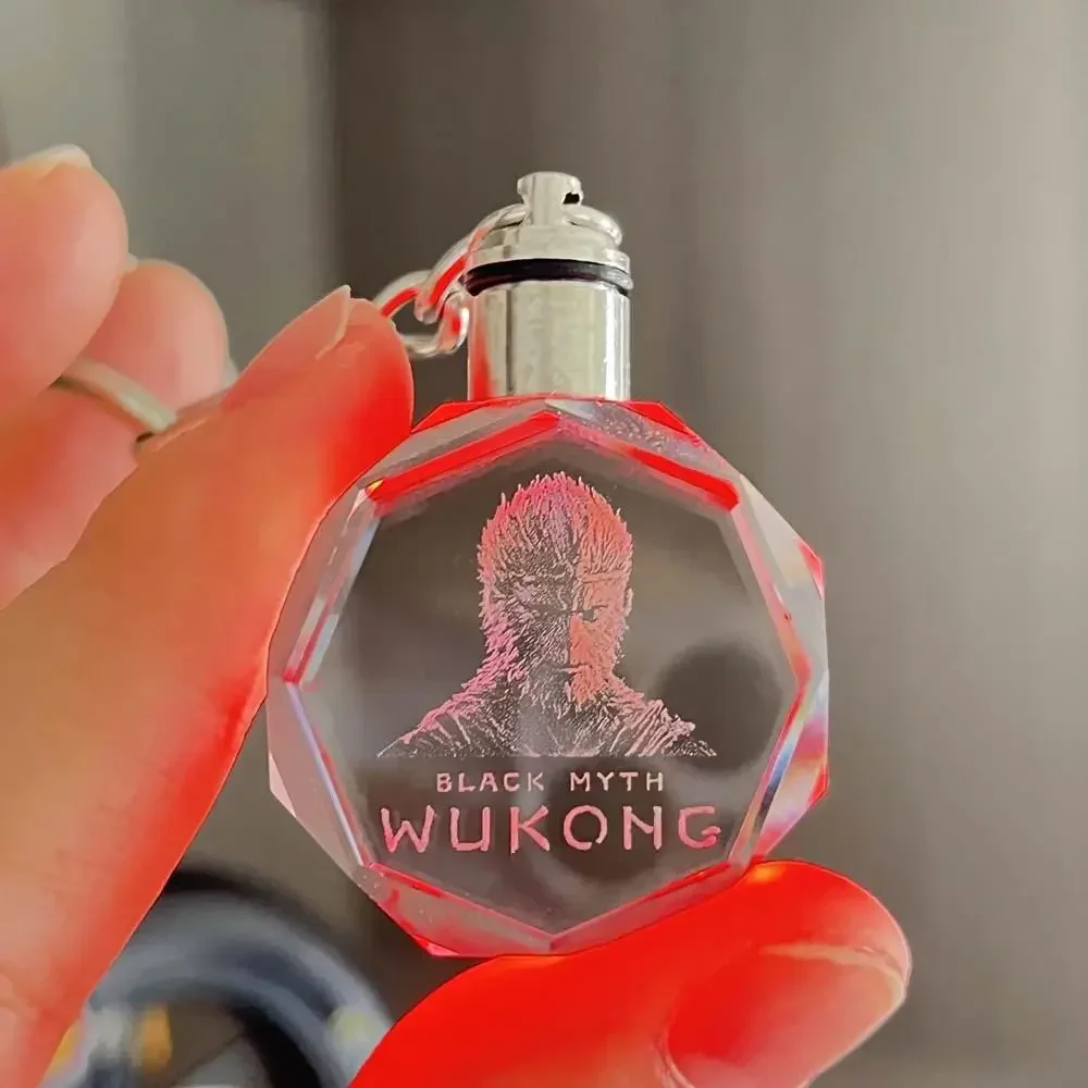 Брелок для ключей Black Myth Wukong светодиодный светильник 7-цветный брелок с