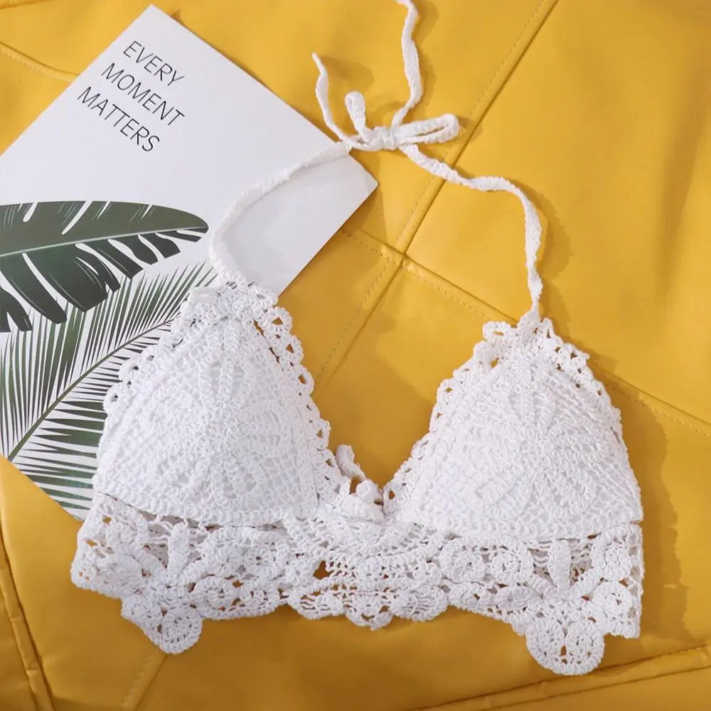 Ажурный жилет в богемном стиле вязаные укороченные топы без рукавов этническом